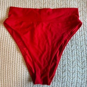 Aerie High Rise Swim Bottoms Red